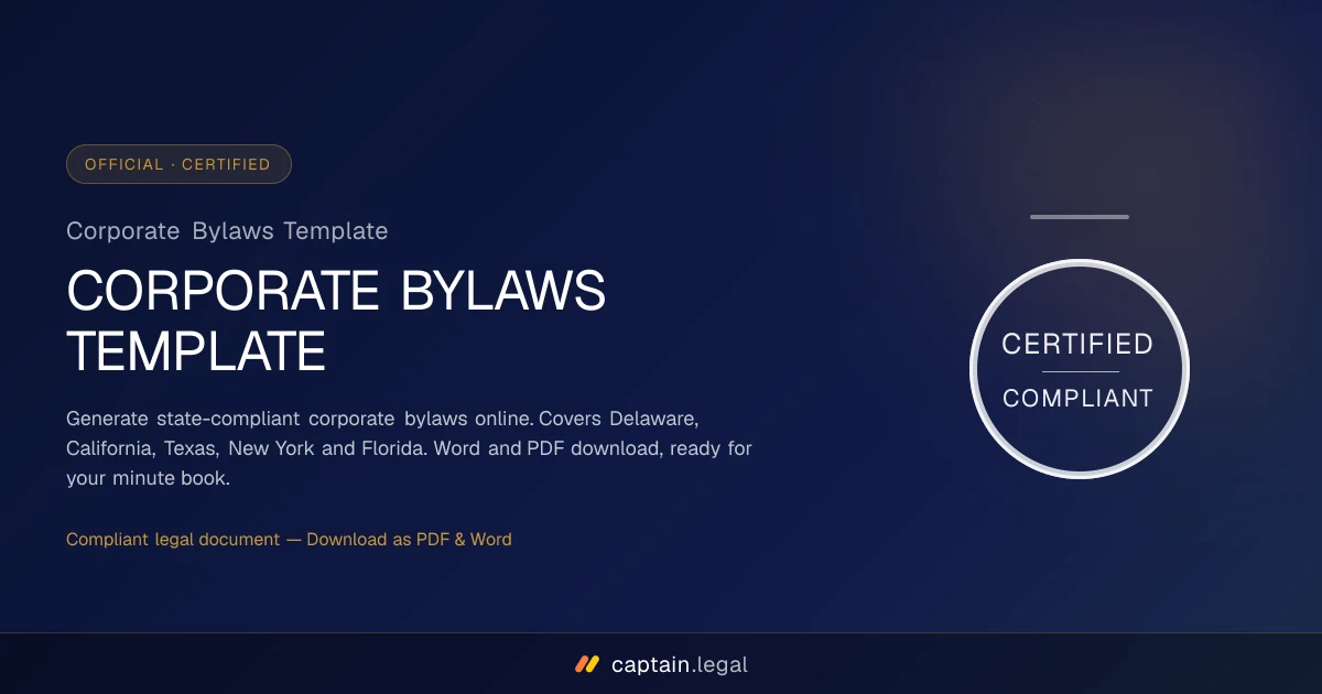 Corporate Bylaws Template