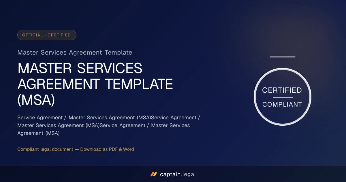 Master Services Agreement Template