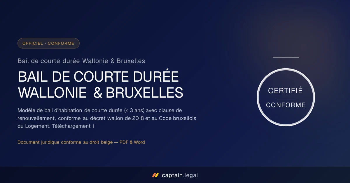 Bail de courte durée Wallonie & Bruxelles