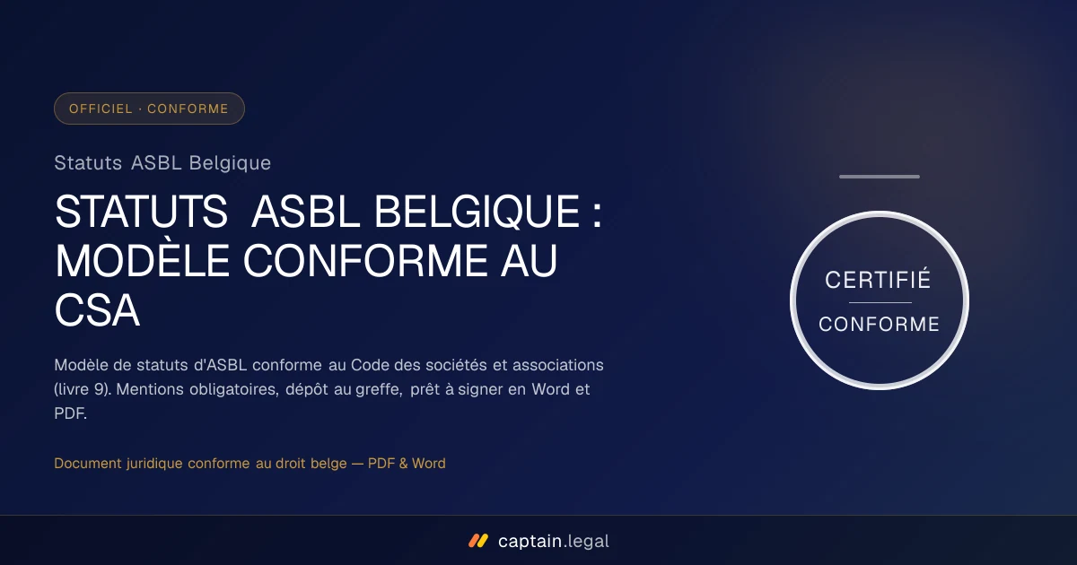 Statuts ASBL Belgique