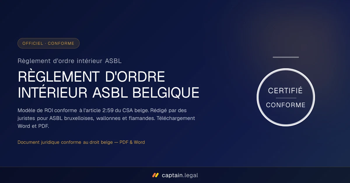 Règlement d'ordre intérieur ASBL
