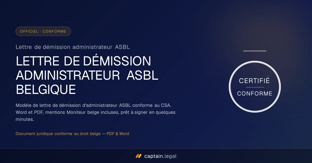 Lettre de démission administrateur ASBL
