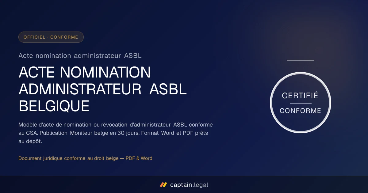 Acte nomination administrateur ASBL