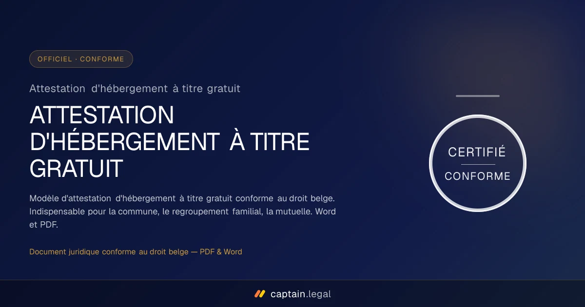 Attestation d'hébergement à titre gratuit