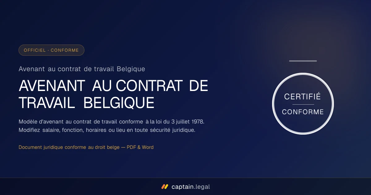 Avenant au contrat de travail Belgique