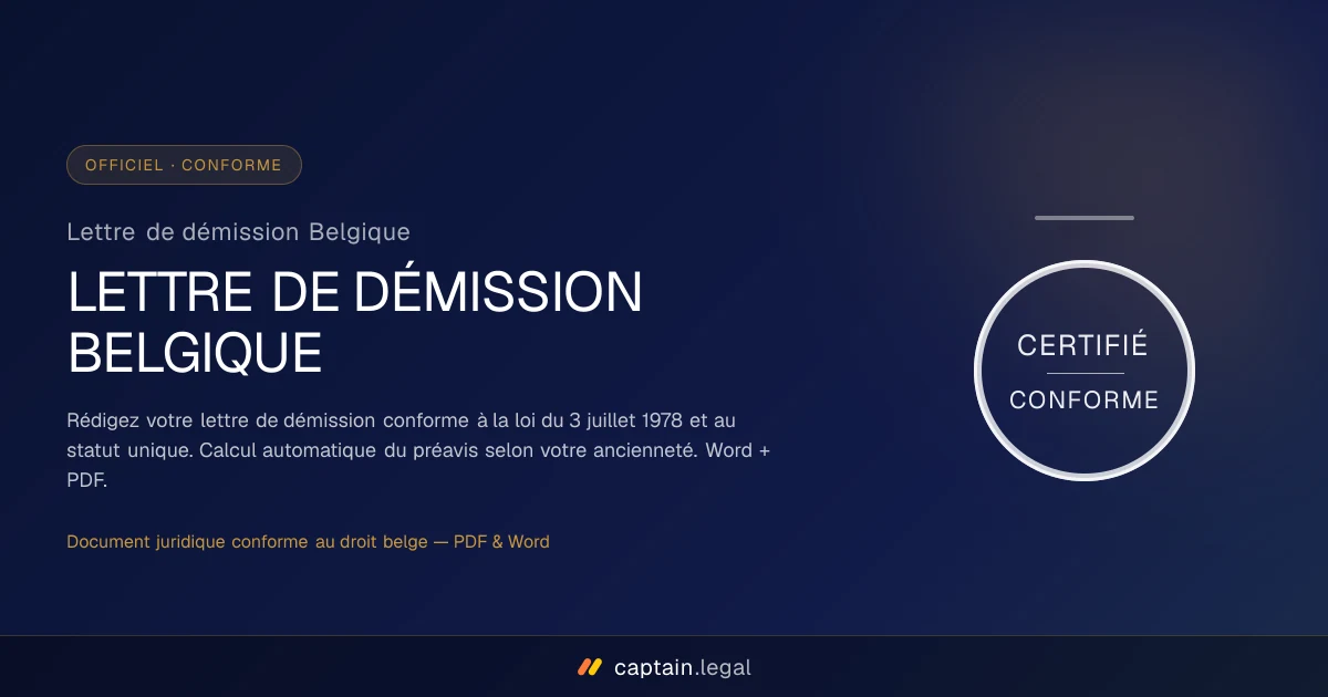 Lettre de démission Belgique