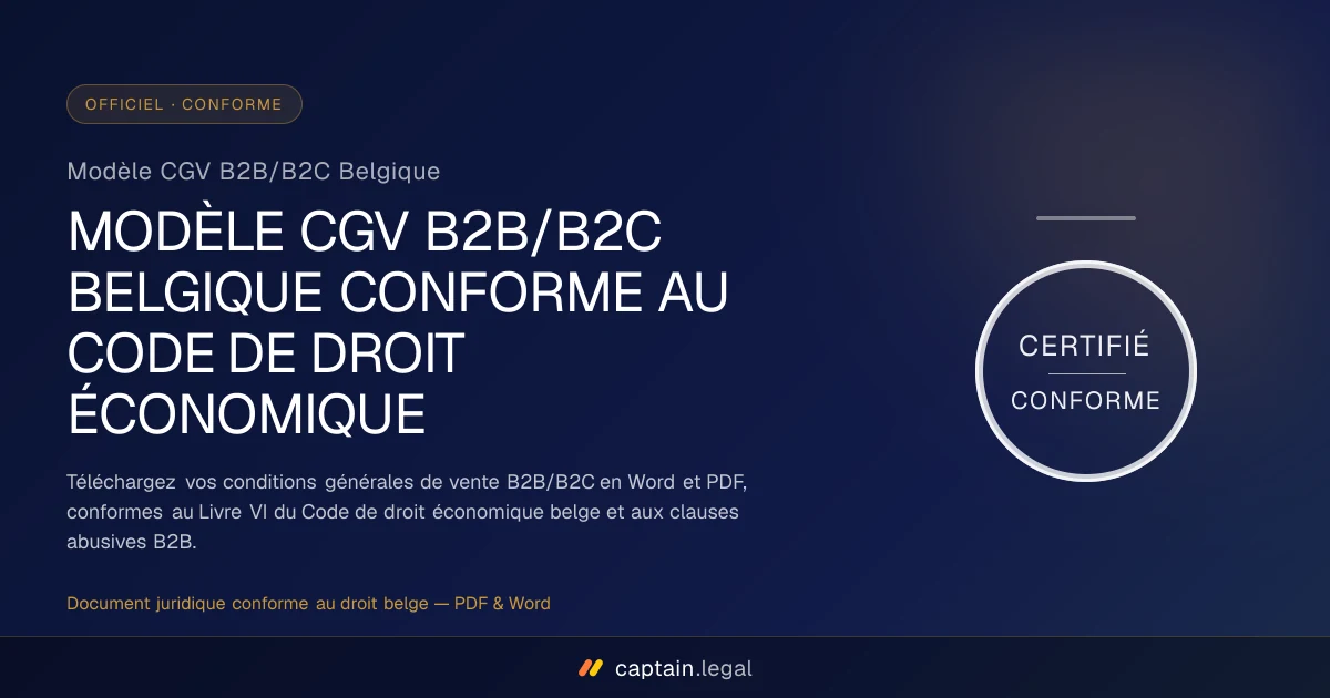 Modèle CGV B2B/B2C Belgique