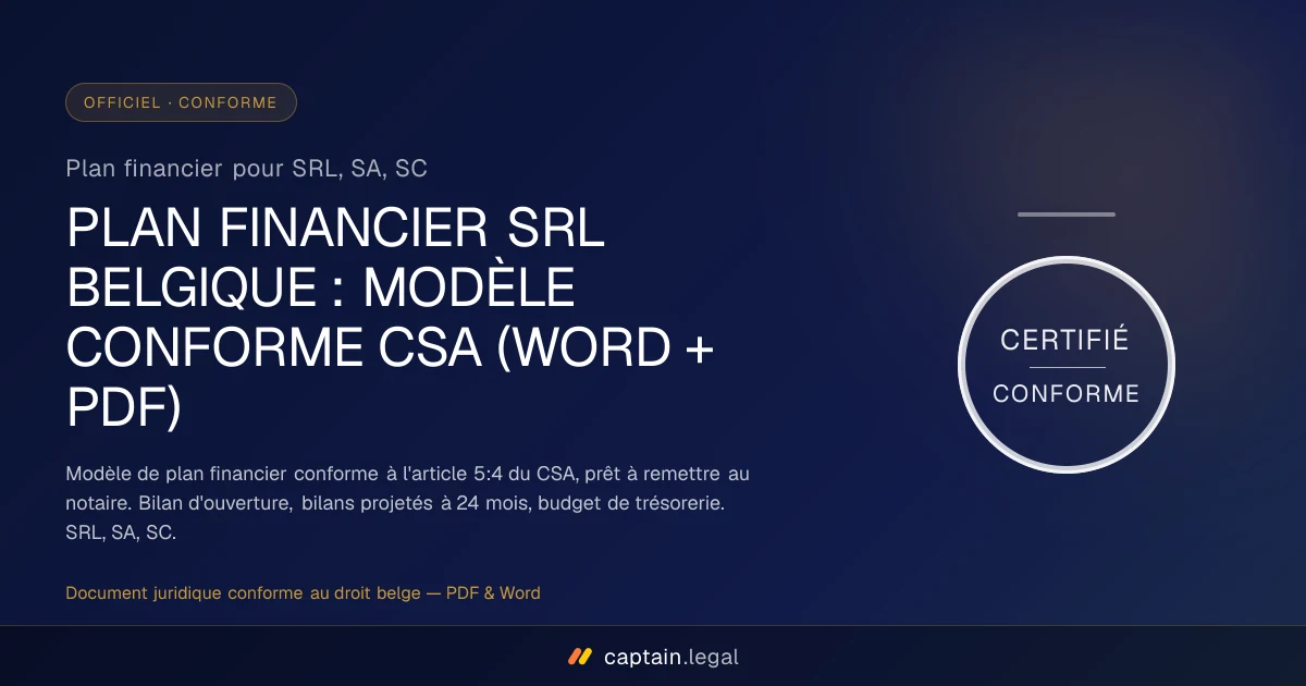 Plan financier pour SRL, SA, SC