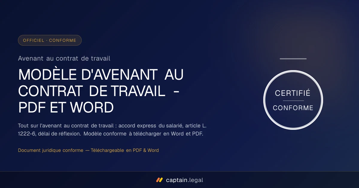 Avenant au contrat de travail