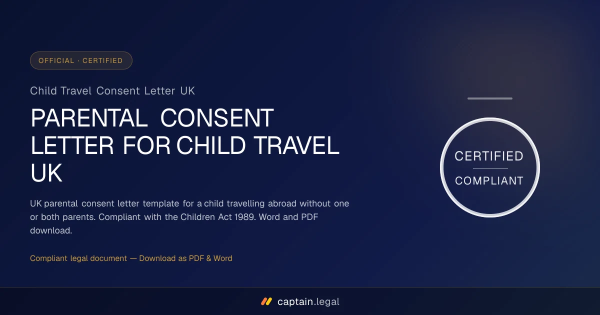 Child Travel Consent Letter UK