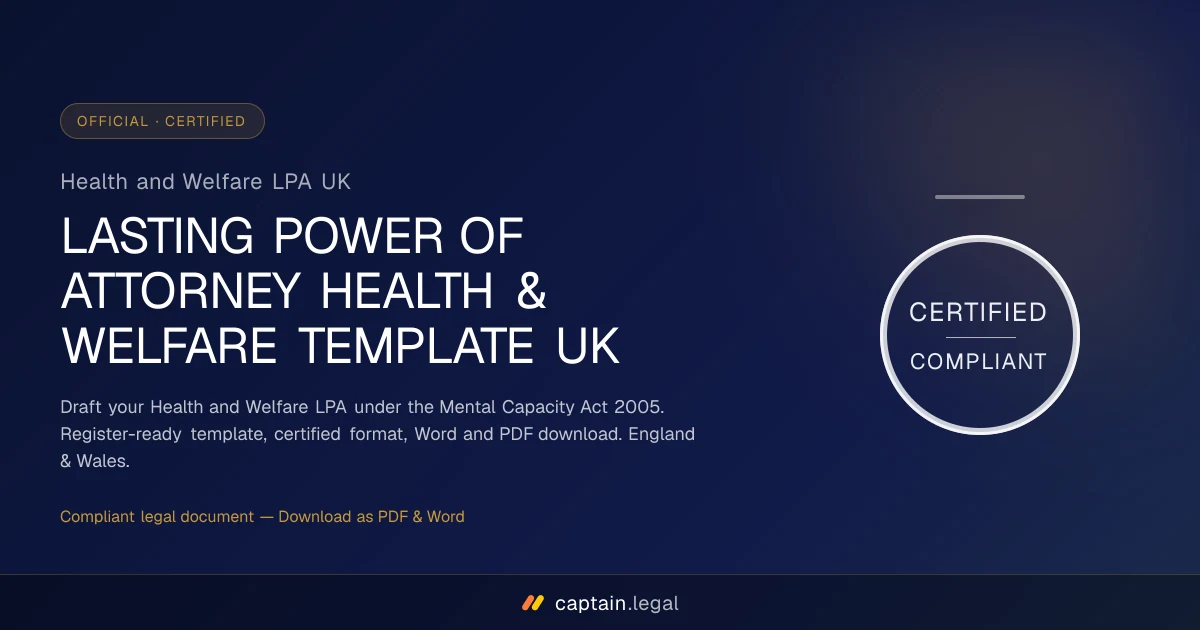 Health and Welfare LPA UK