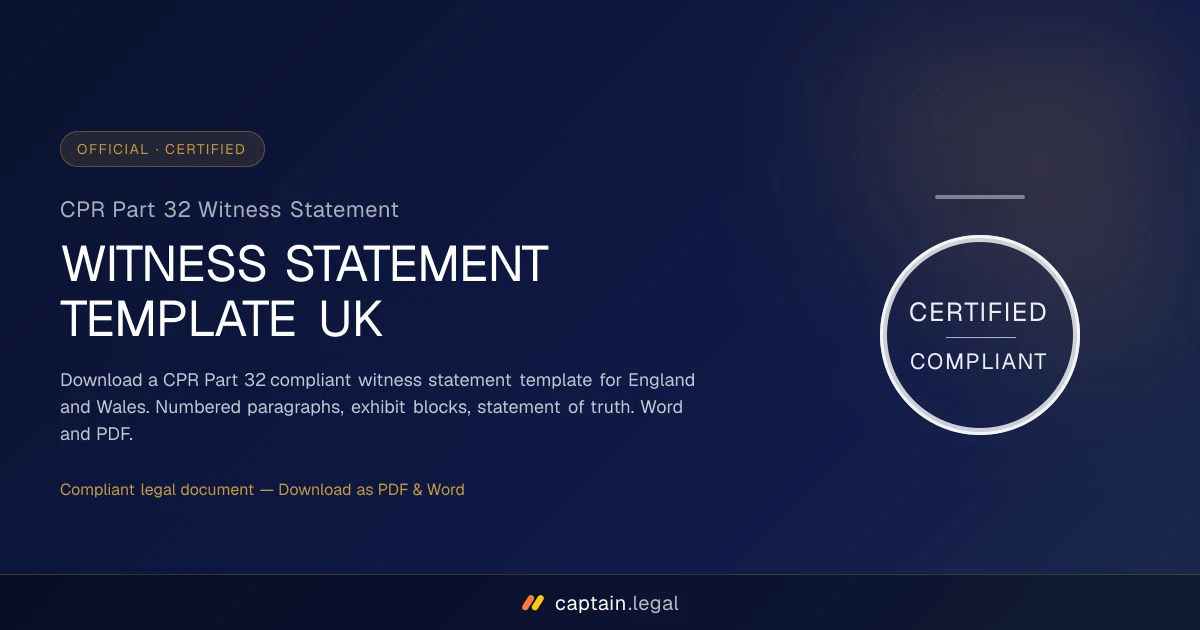 CPR Part 32 Witness Statement