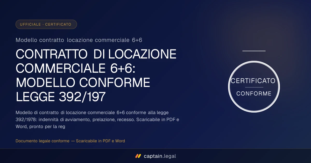 Modello contratto locazione commerciale 6+6