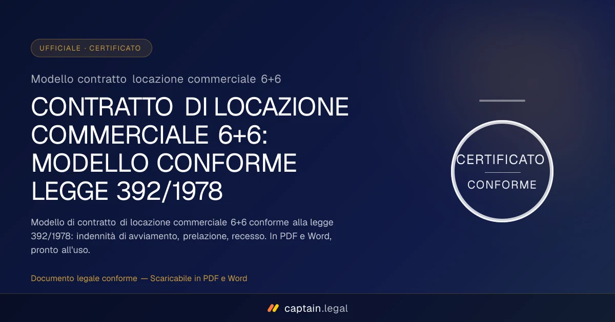 Modello contratto locazione commerciale 6+6