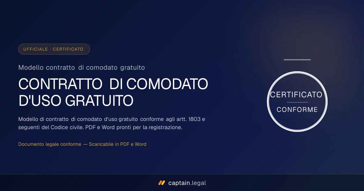 Modello contratto di comodato gratuito
