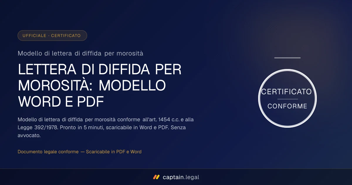 Modello di lettera di diffida per morosità