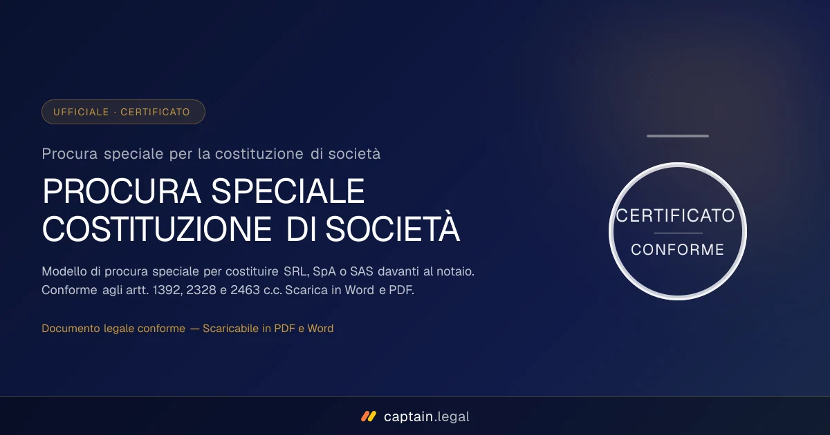 Procura speciale per la costituzione di società