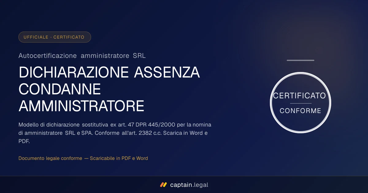 Autocertificazione amministratore SRL