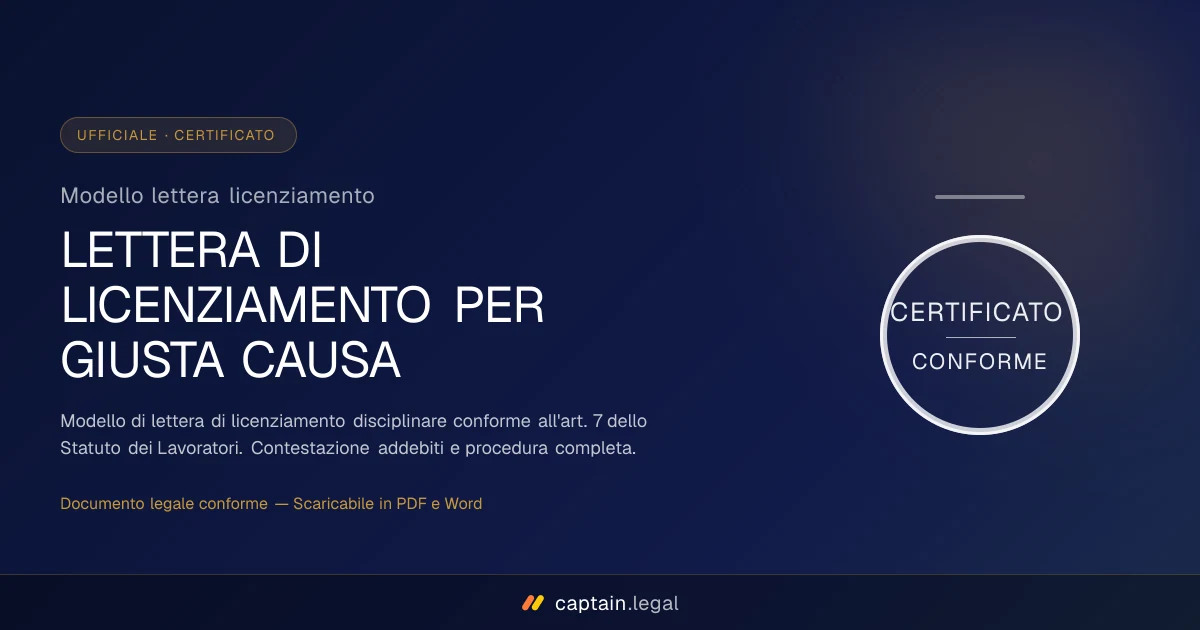Modello lettera licenziamento