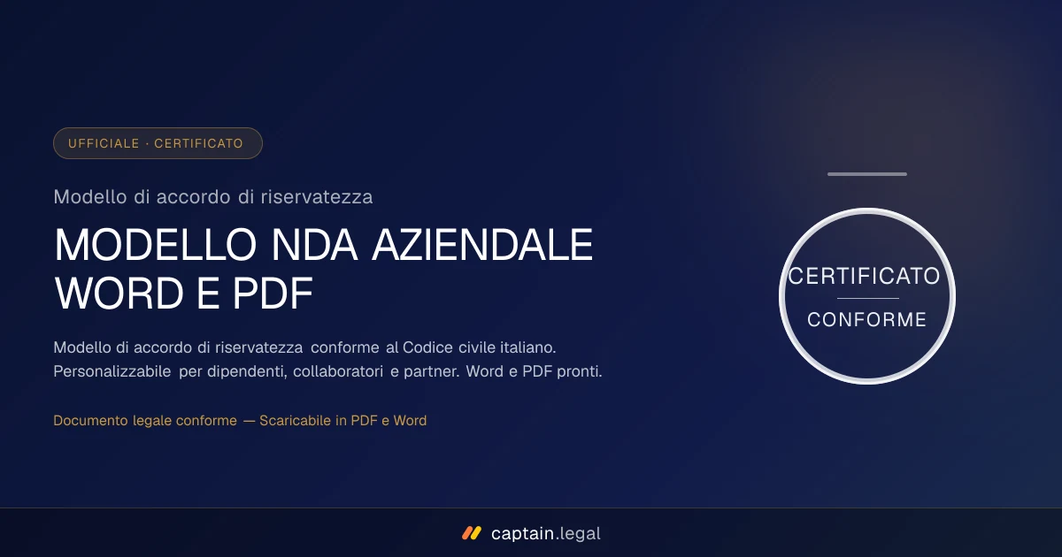 Modello di accordo di riservatezza