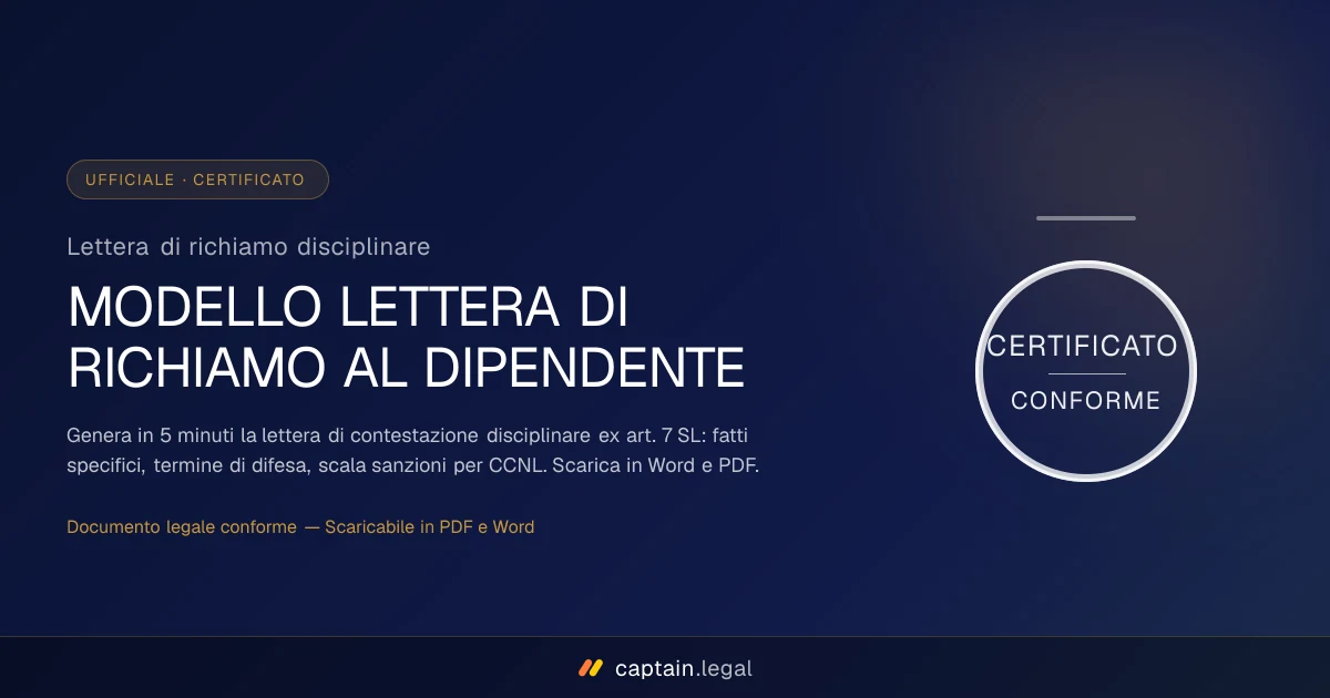 Lettera di richiamo disciplinare
