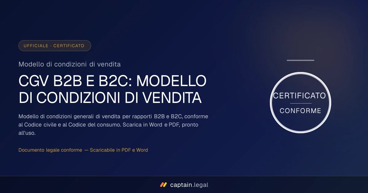 Modello di condizioni di vendita