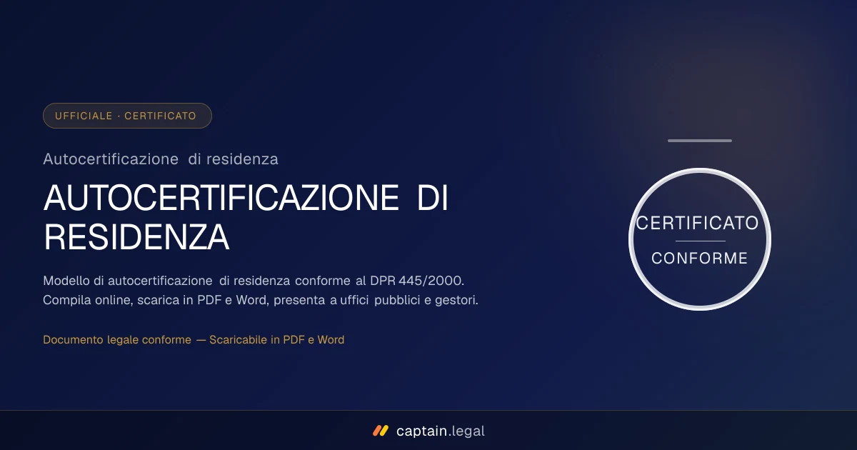 Autocertificazione di residenza
