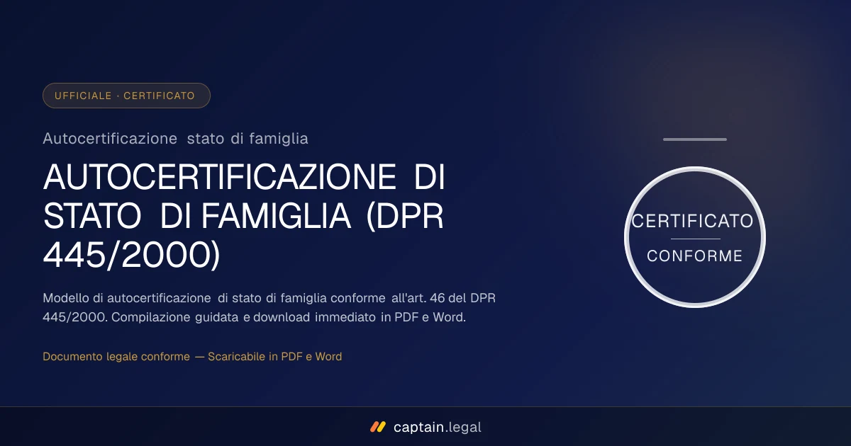 Autocertificazione stato di famiglia