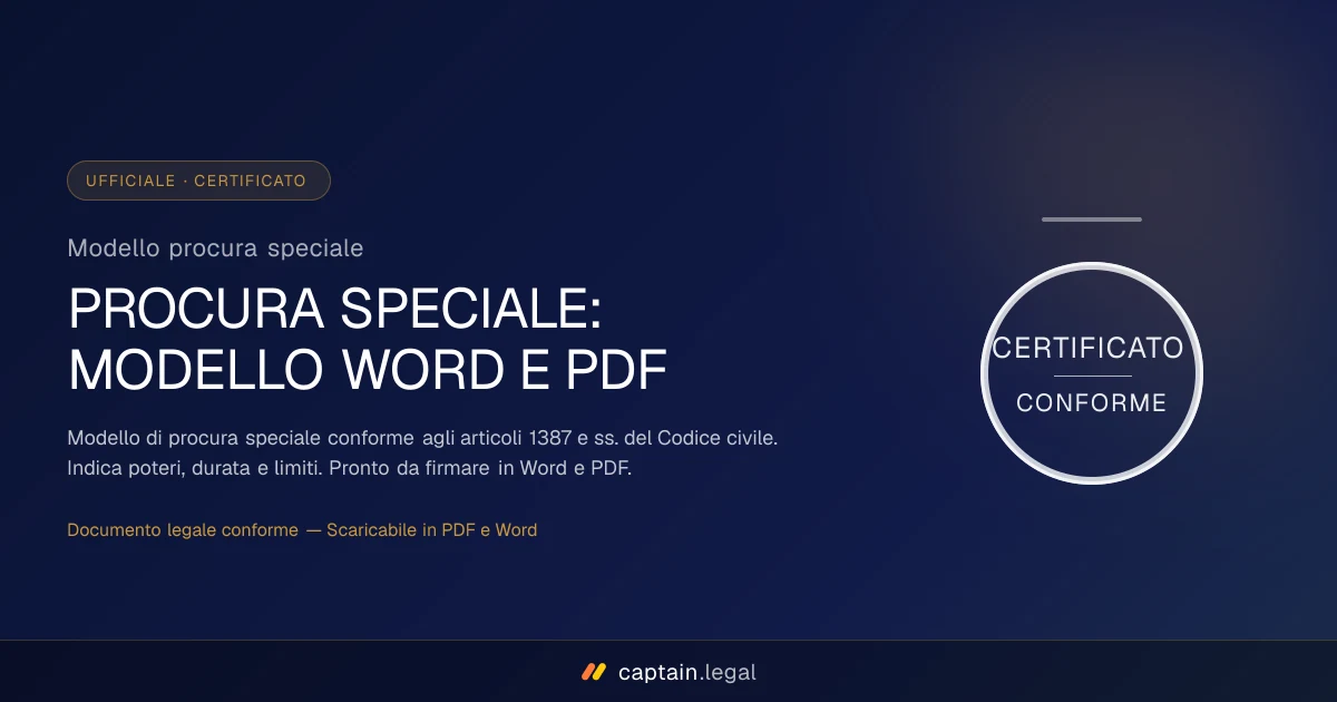 Modello procura speciale