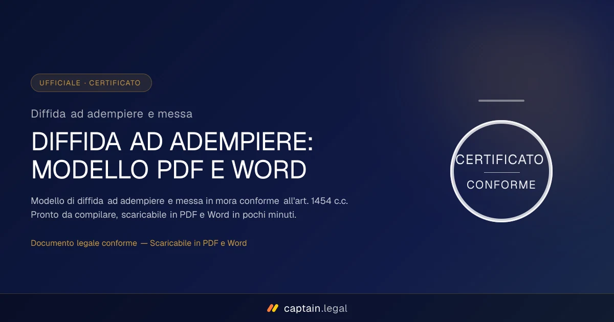 Diffida ad adempiere e messa