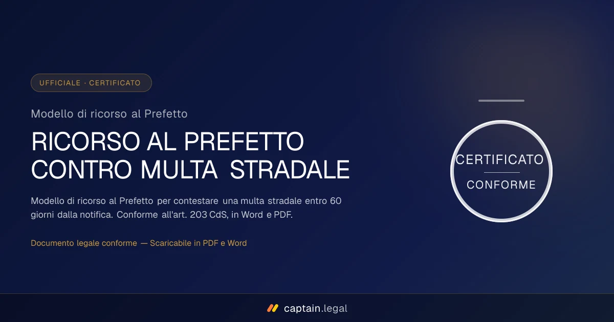 Modello di ricorso al Prefetto