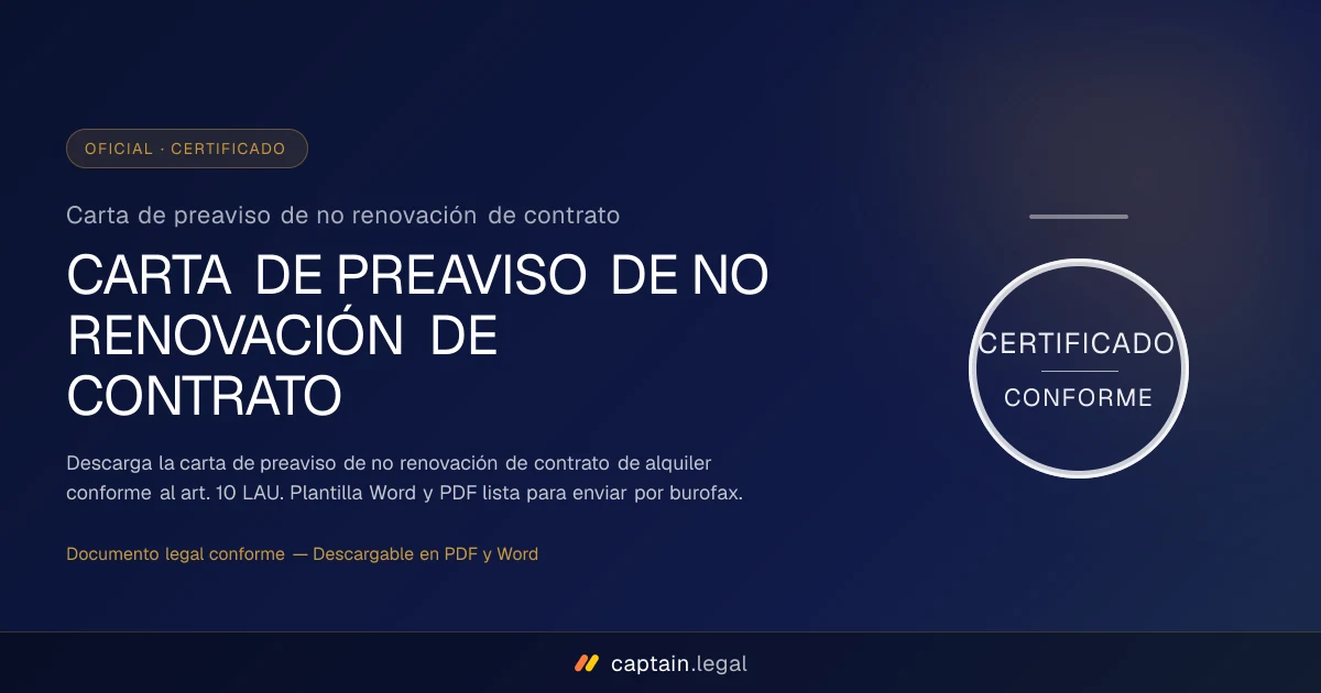Carta de preaviso de no renovación de contrato