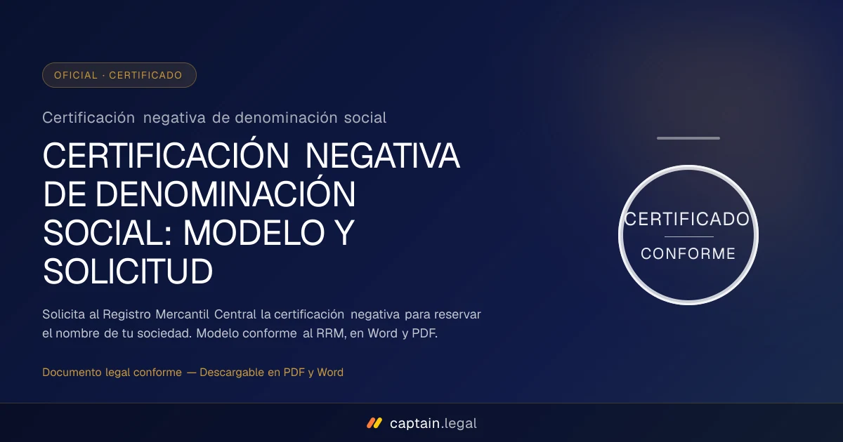 Certificación negativa de denominación social