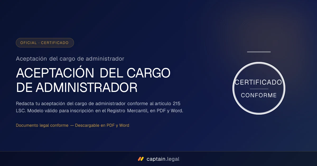 Aceptación del cargo de administrador