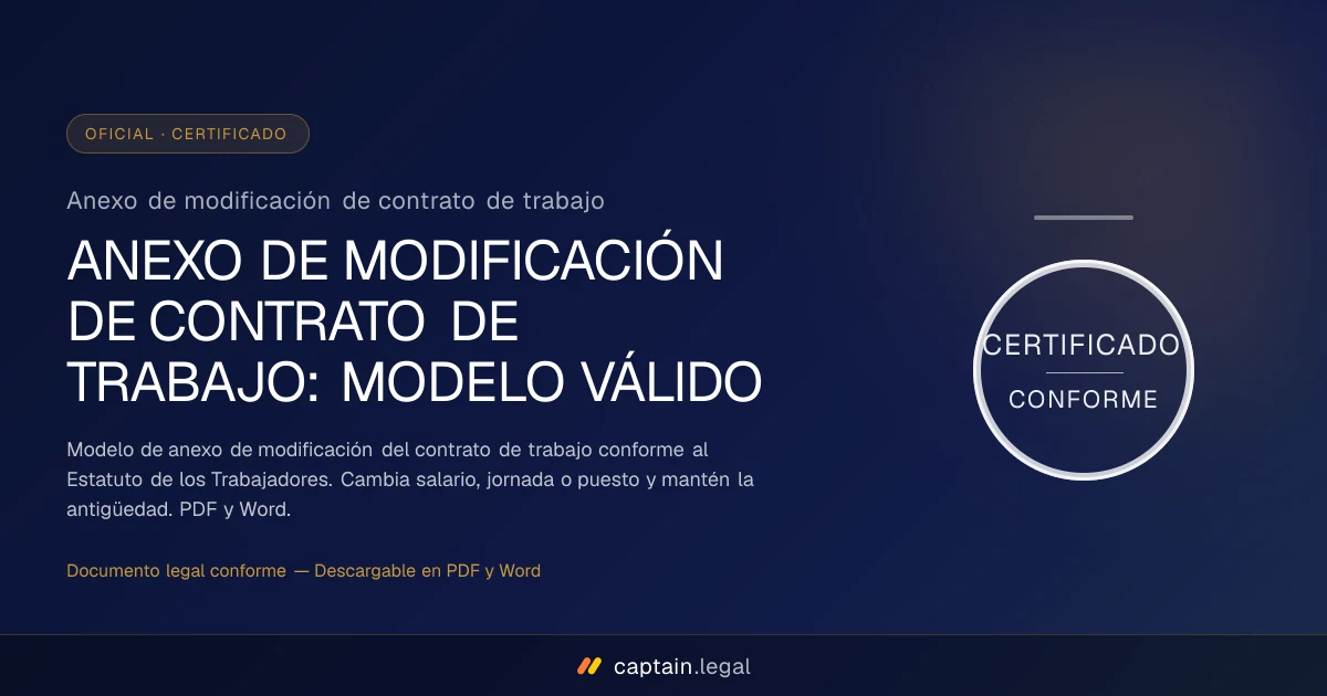 Anexo de modificación de contrato de trabajo