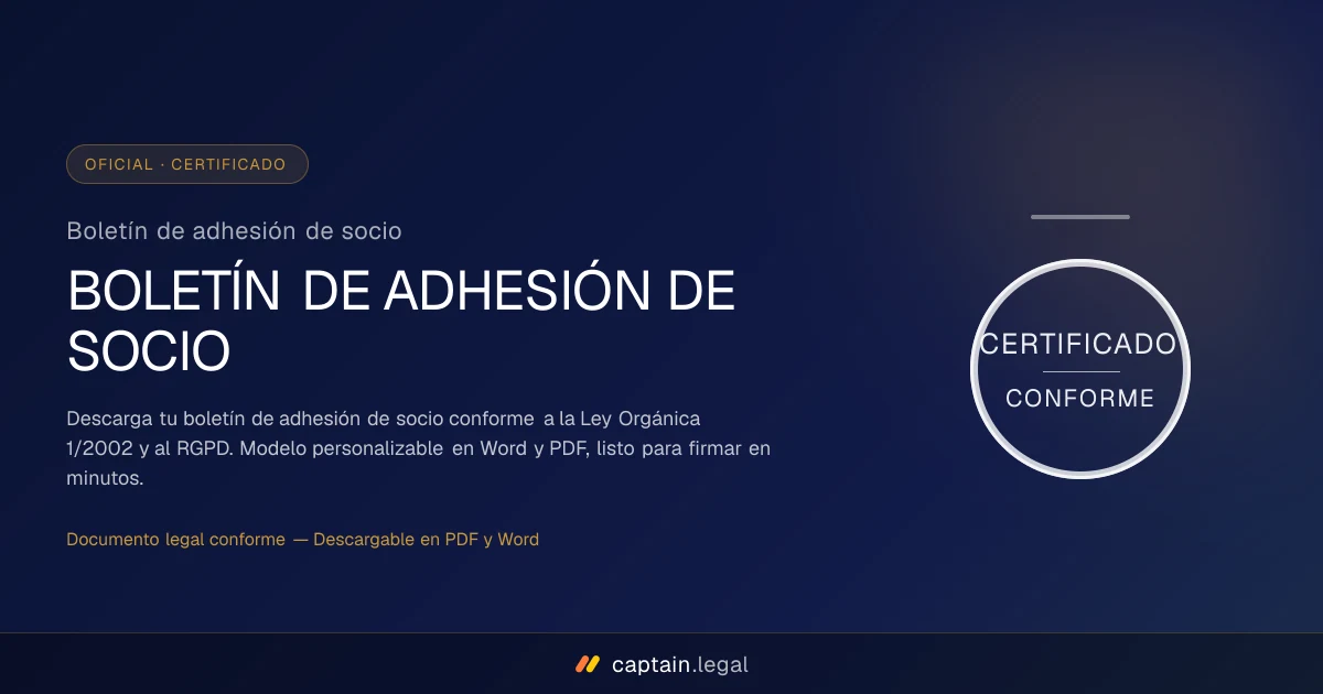 Boletín de adhesión de socio