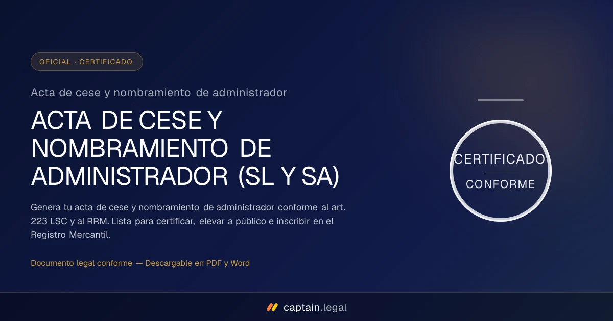 Acta de cese y nombramiento de administrador