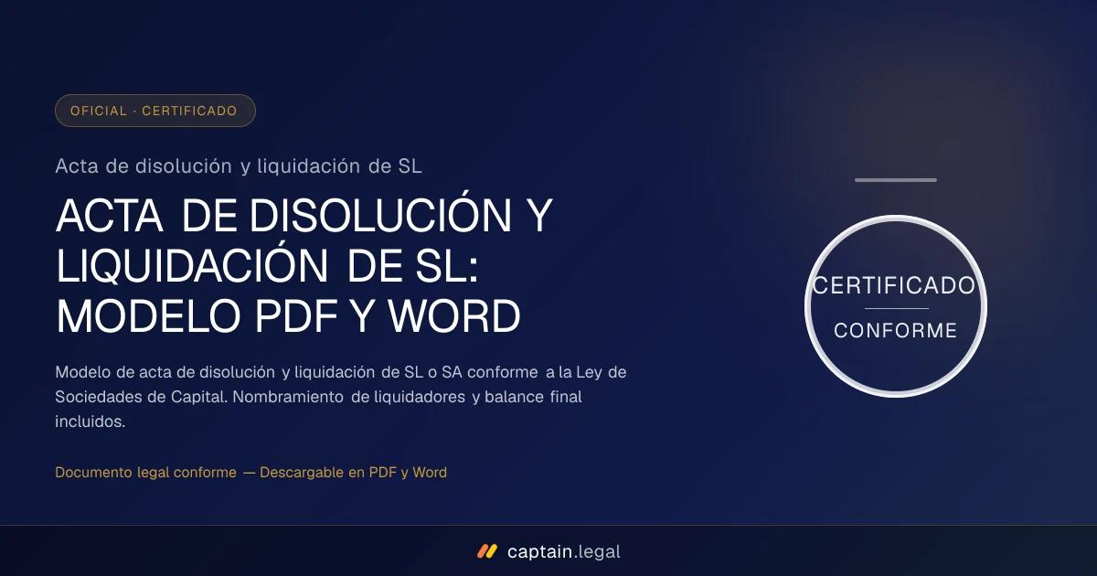 Acta de disolución y liquidación de SL