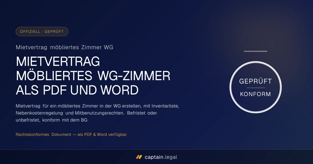 Mietvertrag möbliertes Zimmer WG