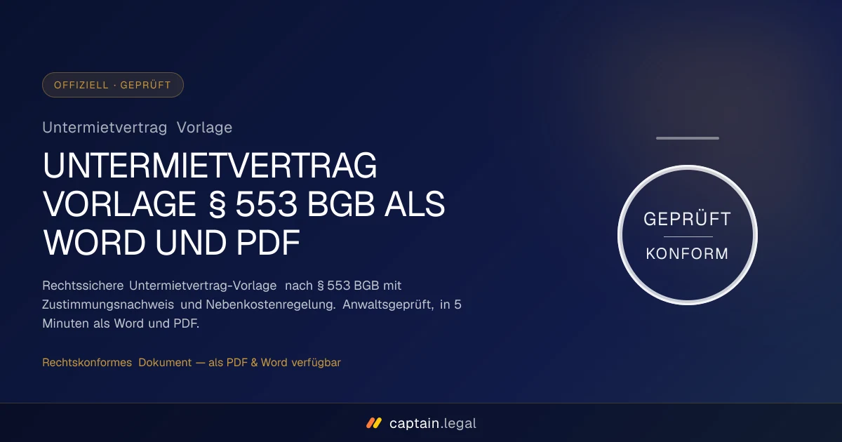 Untermietvertrag Vorlage