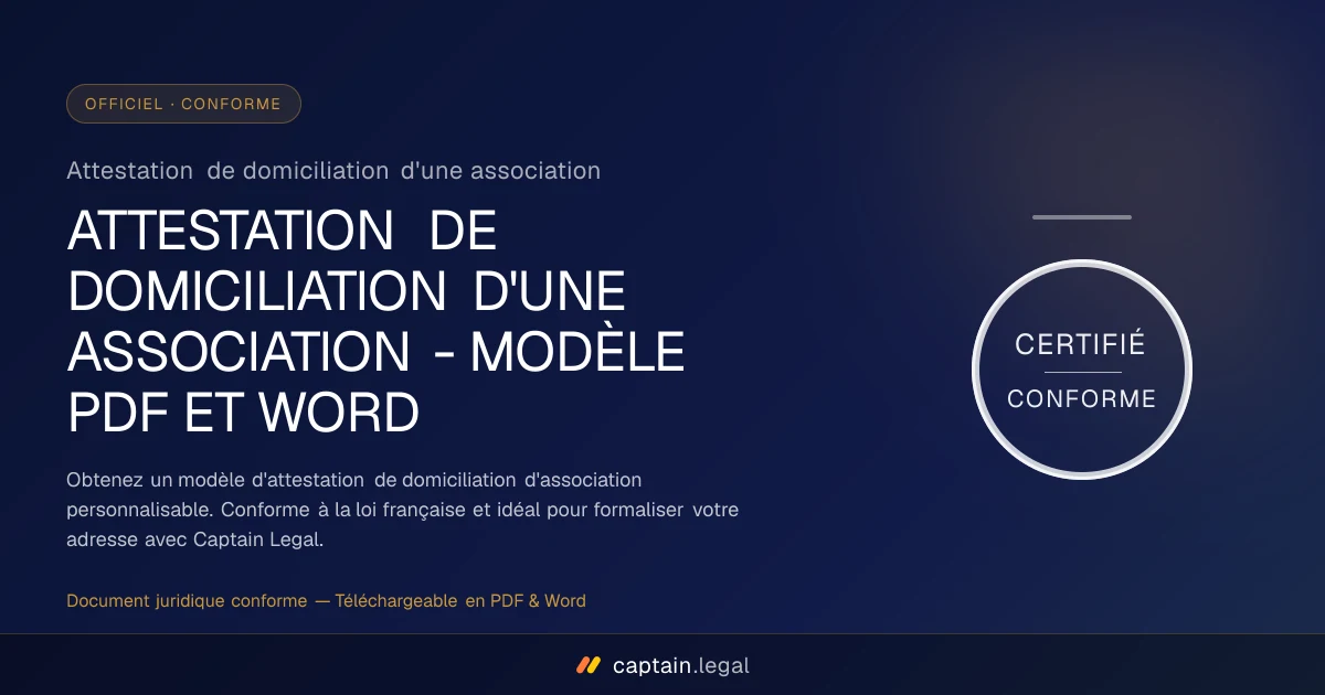 Attestation de domiciliation d'une association