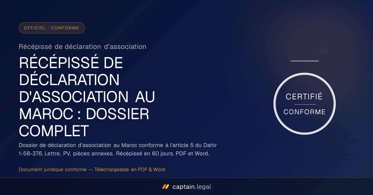 Récépissé de déclaration d'association