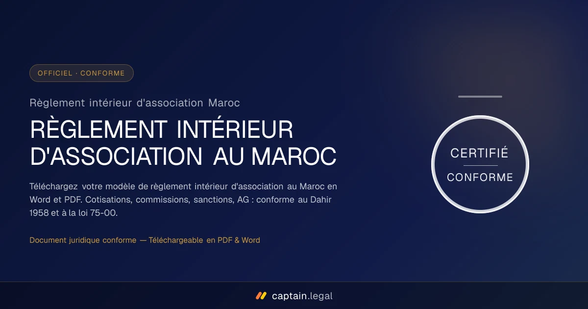 Règlement intérieur d'association Maroc