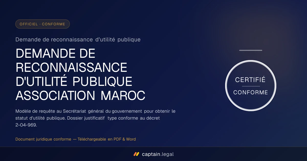 Demande de reconnaissance d'utilité publique
