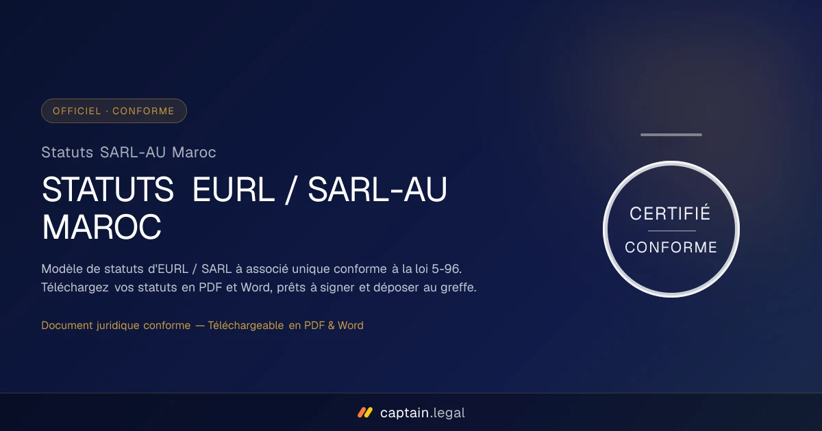 Statuts SARL-AU Maroc