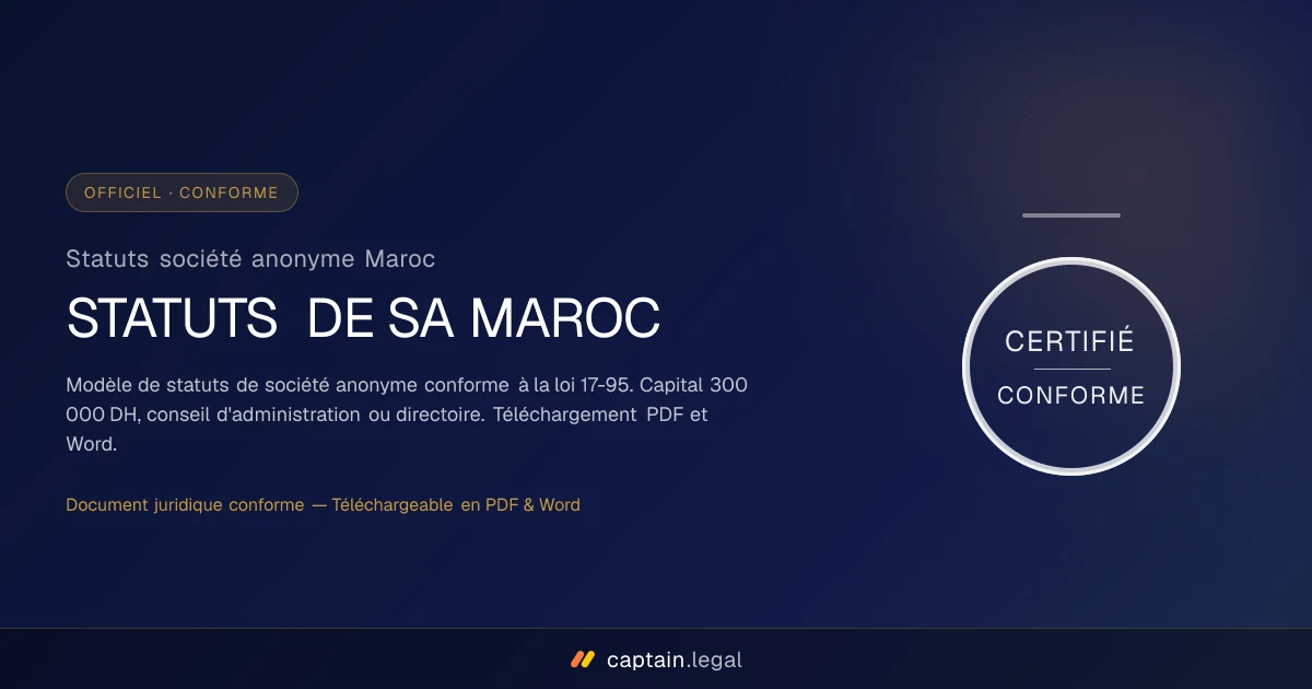 Statuts société anonyme Maroc