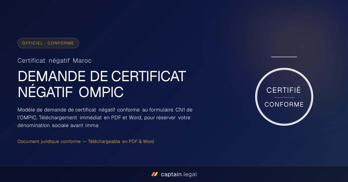 Certificat négatif Maroc