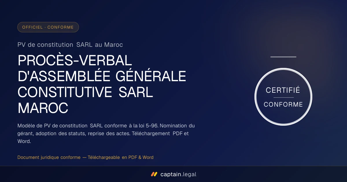 PV de constitution SARL au Maroc
