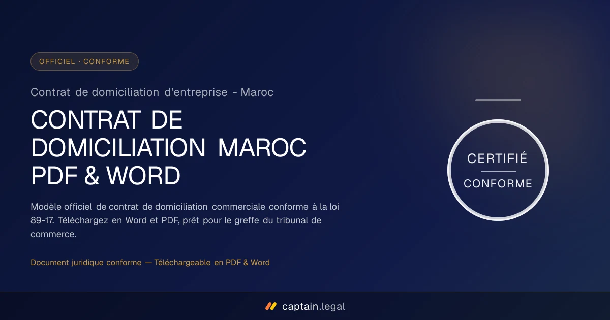 Contrat de domiciliation d'entreprise - Maroc