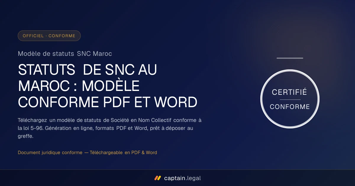 Modèle de statuts SNC Maroc